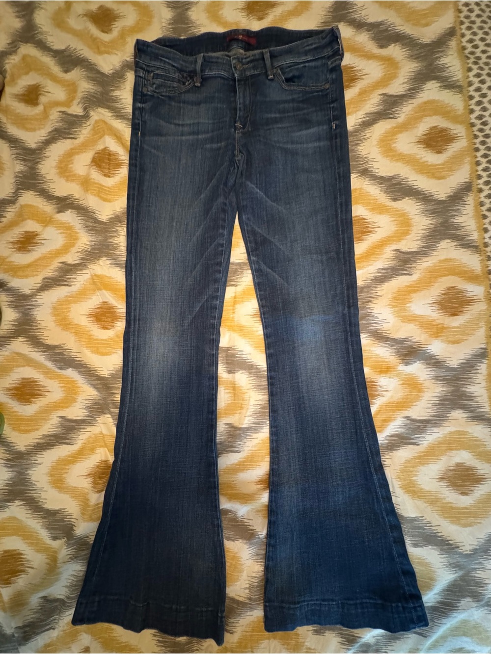 7 For All Mankind Dark Blue Trouser Flare Jeans